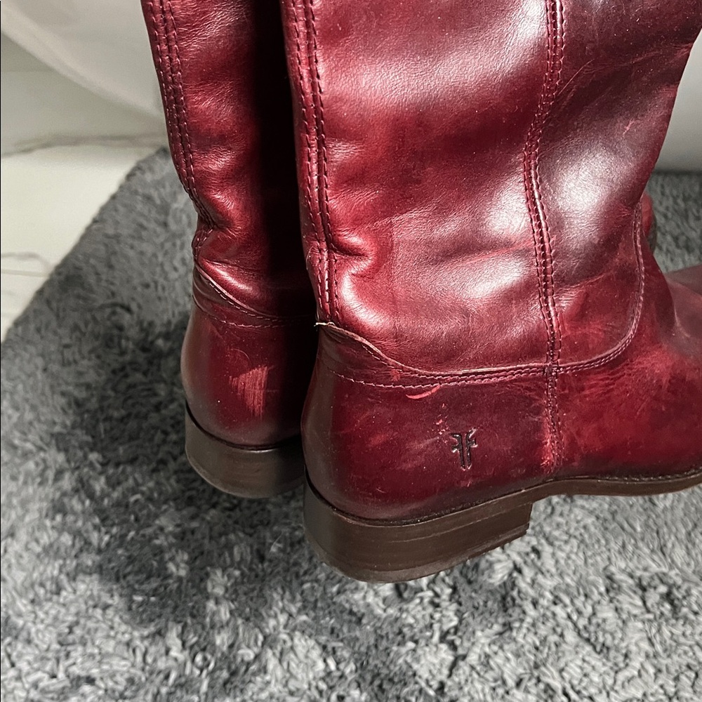 Frye Bordeaux Leather Tall Boots - Picture 3 of 4